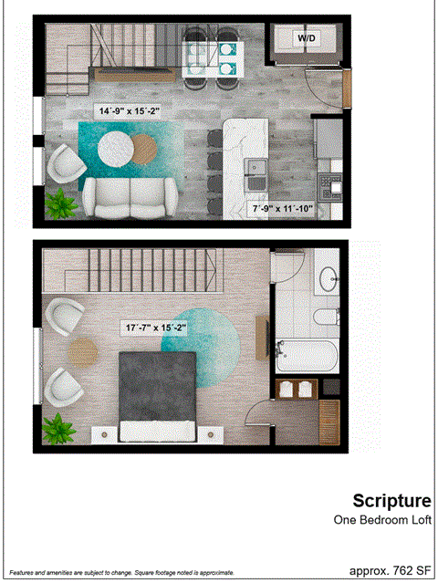 a floor plan of one bedroom unit